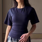 Slim-Fit Short Sleeve Top with Lace-Up Back