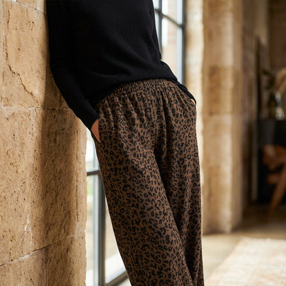 📢📢50%  OFF !! ⏰Women's High-Waist Leopard Print Straight-Leg Pants