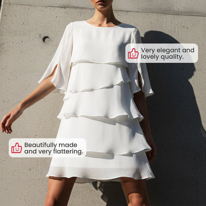 Women's Elegant Layered Ruffle Sleeve Dress