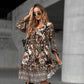 👗 Elegant Printed V-Neck Dress – Timeless Sophistication! 🌸✨