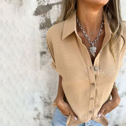 Women's Casual Solid Color Loose Fit Shirt