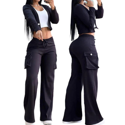 Modern Streetwear Two-Piece Set with Cargo Pockets