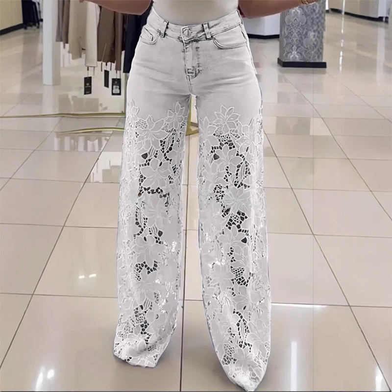 👖 50% OFF NOW! 🔥 Fashion Lace Patchwork Denim Jeans – Trendy Design, Comfortable Fit & Unique Style ✨