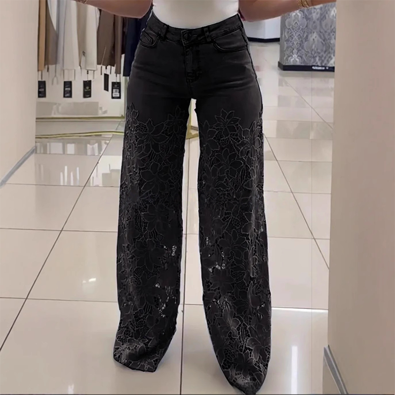 👖 50% OFF NOW! 🔥 Fashion Lace Patchwork Denim Jeans – Trendy Design, Comfortable Fit & Unique Style ✨
