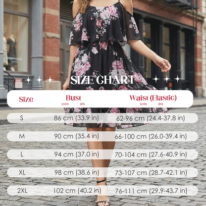 Women's Floral Cold-Shoulder Ruffle Dress