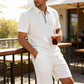 Men's Solid Color Short Sleeve Top & Shorts Set