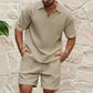Men's Solid Color Short Sleeve Top & Shorts Set