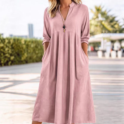 💐50% OFF ! 2026 New Arrival – Casual V-Neck Midi Dress 🌸🆕【Limited Edition】