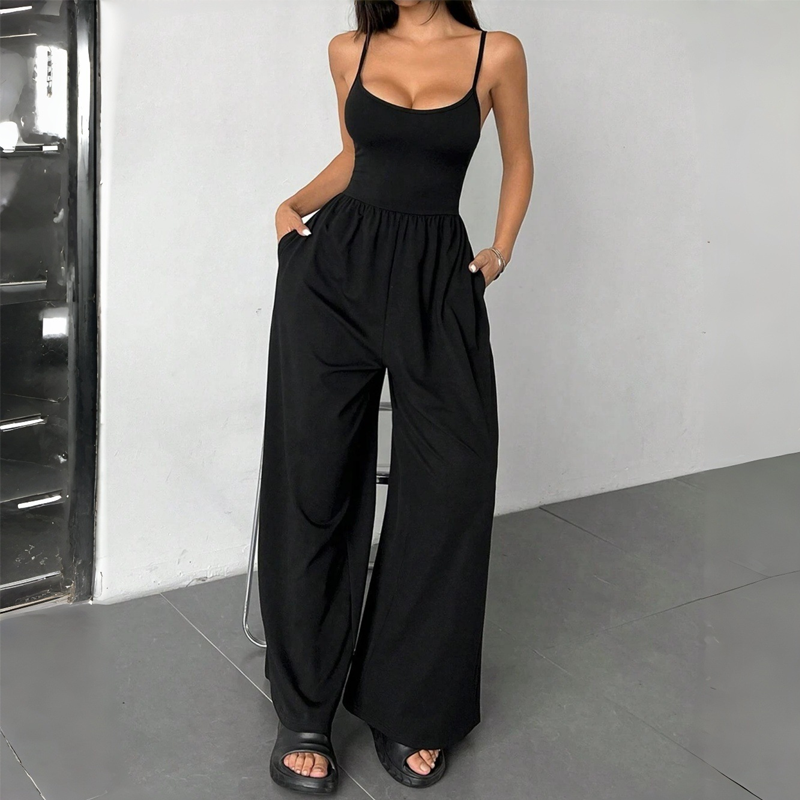 Spaghetti Strap Wide-Leg Jumpsuit with Pockets 🌸 Effortlessly Chic In One Step! 🌸