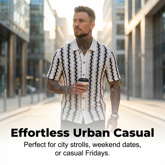 Men's Short Sleeve Retro Geometric Knit Shirt【BUY 2 GET FREE SHIPPING】