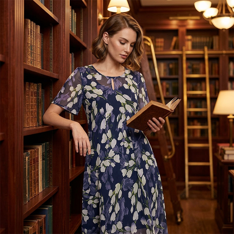 Short Sleeve A-Line Knee-Length Party Dress