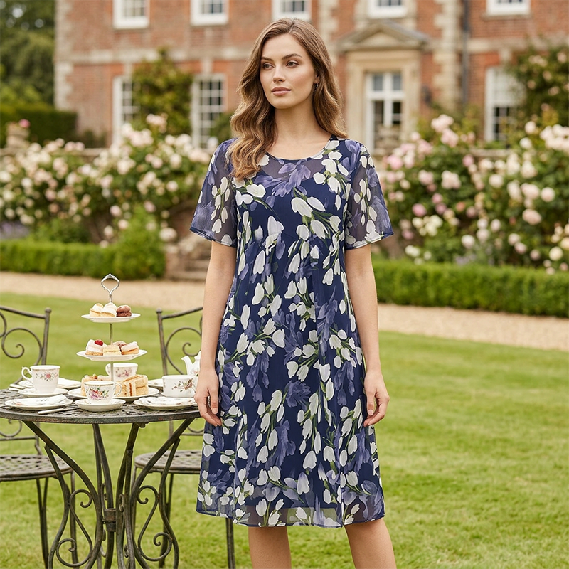 Short Sleeve A-Line Knee-Length Party Dress
