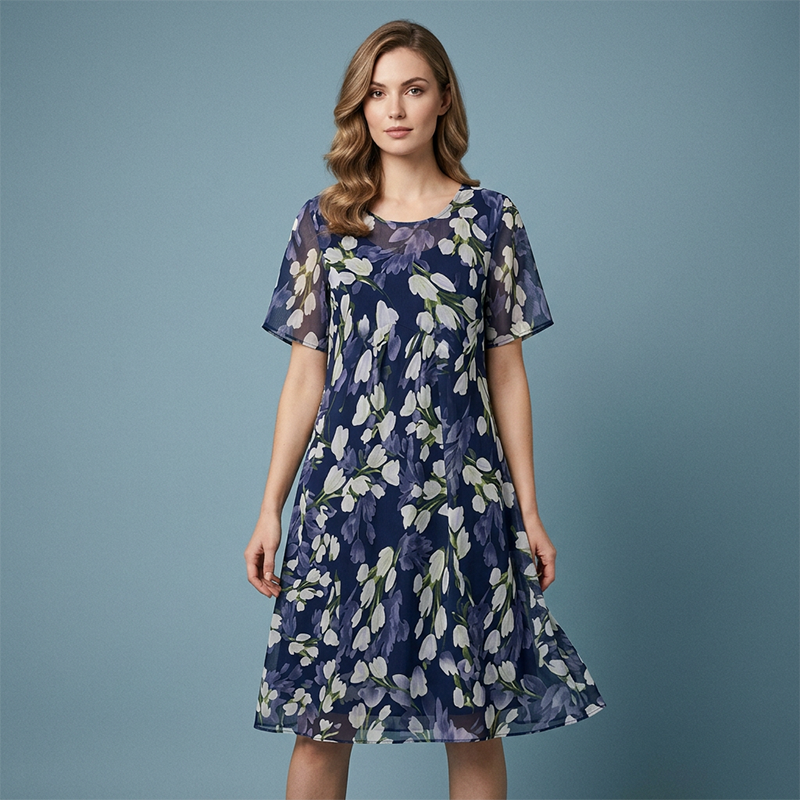 Short Sleeve A-Line Knee-Length Party Dress