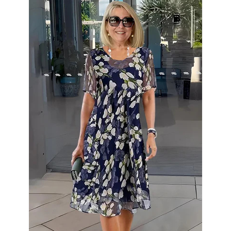 Short Sleeve A-Line Knee-Length Party Dress