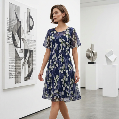 Short Sleeve A-Line Knee-Length Party Dress
