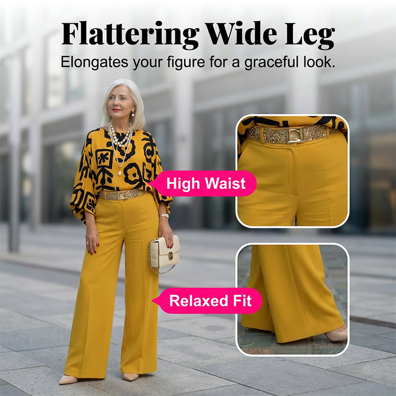 🔥Hot Deals-Women's Retro Graphic Print Top & Wide-Leg Pants Set