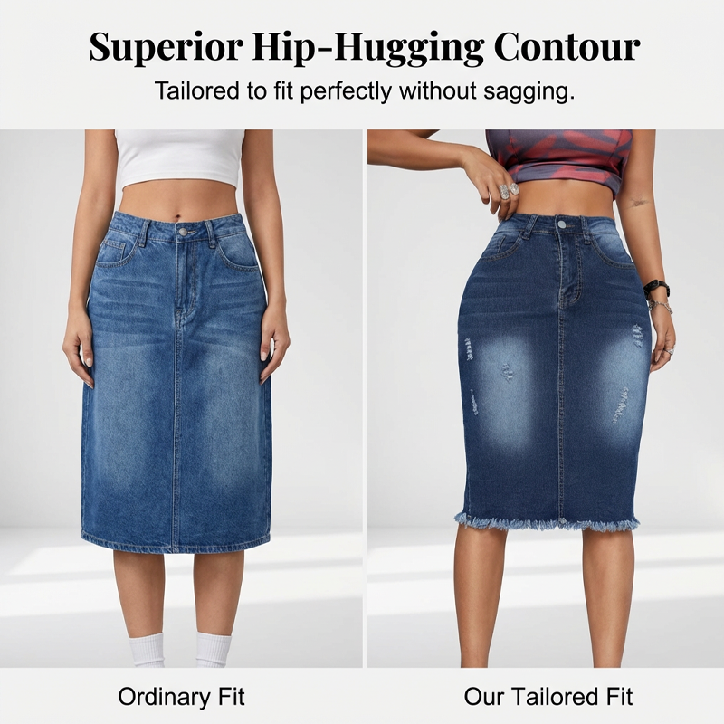 🔥Hot Deals-Women's High-Waist Frayed Hem Denim Skirt