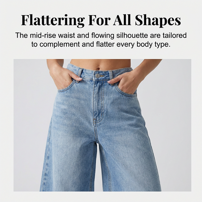 Women's Multi-Button Wide-Leg Denim Culottes