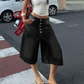 Women's Multi-Button Wide-Leg Denim Culottes