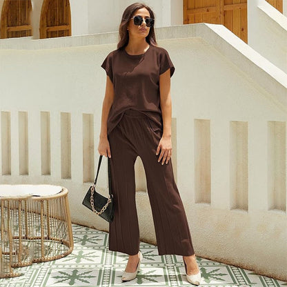 🎉Hot Promotion 50% OFF🛍️Short-Sleeve Top & Wide-Leg Pants 2-Piece Set