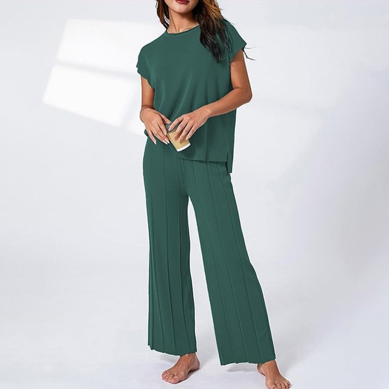 🎉Hot Promotion 50% OFF🛍️Short-Sleeve Top & Wide-Leg Pants 2-Piece Set