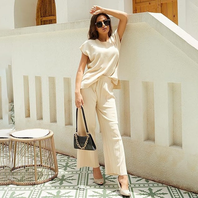 🎉Hot Promotion 50% OFF🛍️Short-Sleeve Top & Wide-Leg Pants 2-Piece Set