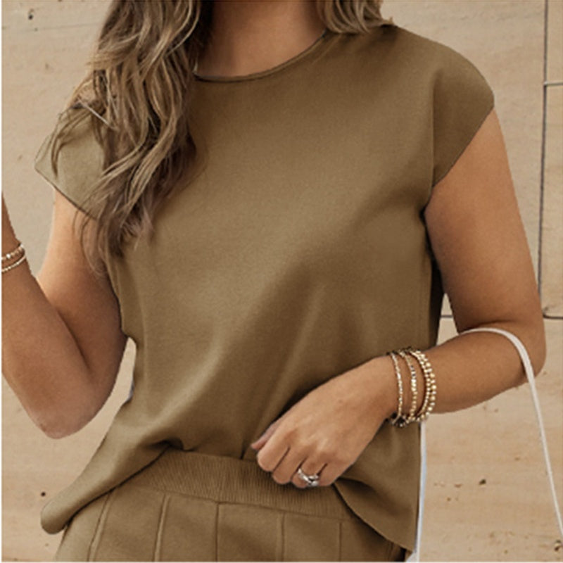 🎉Hot Promotion 50% OFF🛍️Short-Sleeve Top & Wide-Leg Pants 2-Piece Set