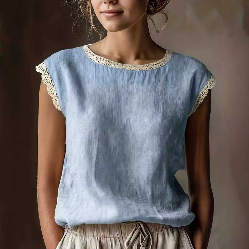 🌸Women's Lace Trim Sleeveless Blouse 🌸 Effortless Summer Style Starts Here