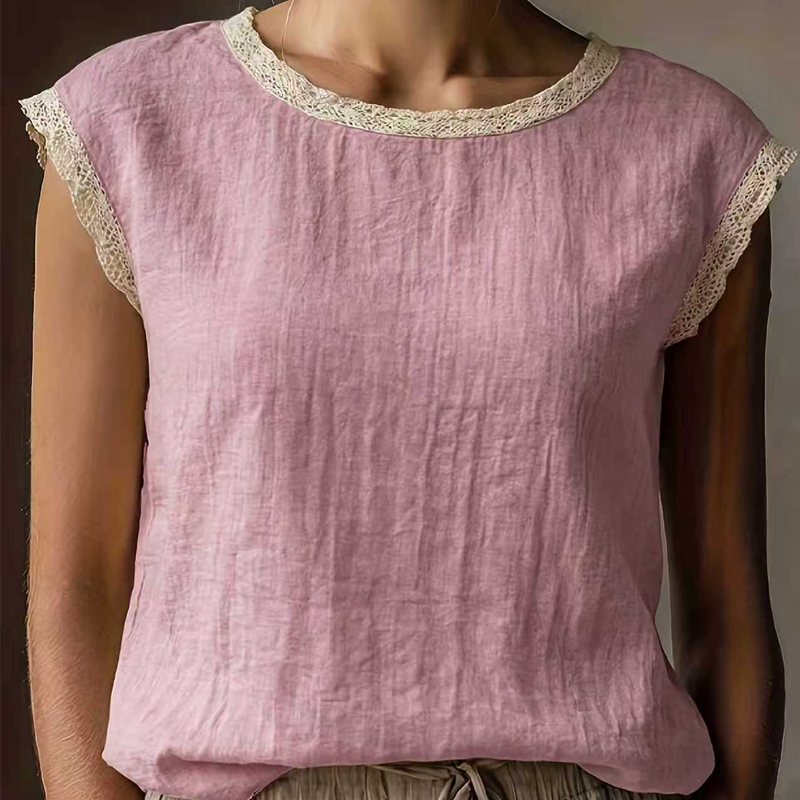 🌸Women's Lace Trim Sleeveless Blouse 🌸 Effortless Summer Style Starts Here
