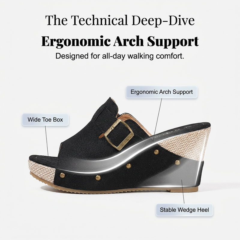 Women's Peep-Toe Wedge Slide Sandals