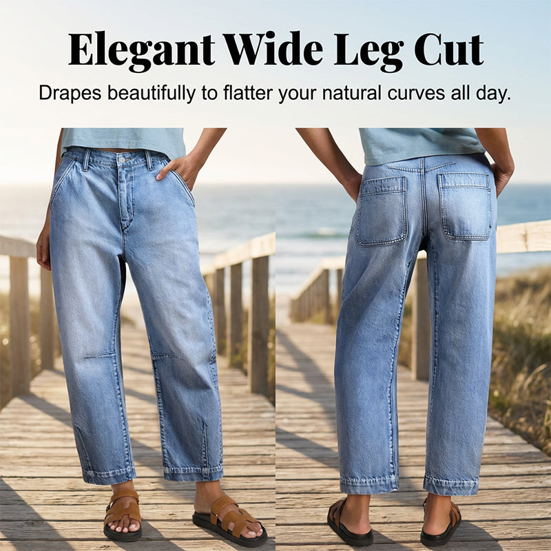 Women's High Waisted Cropped Barrel Jeans