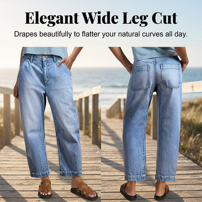Women's High Waisted Cropped Barrel Jeans