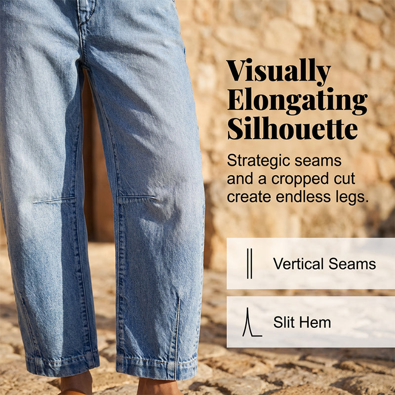 Women's High Waisted Cropped Barrel Jeans