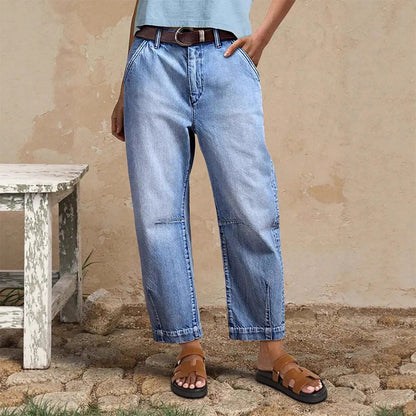 Women's High Waisted Cropped Barrel Jeans