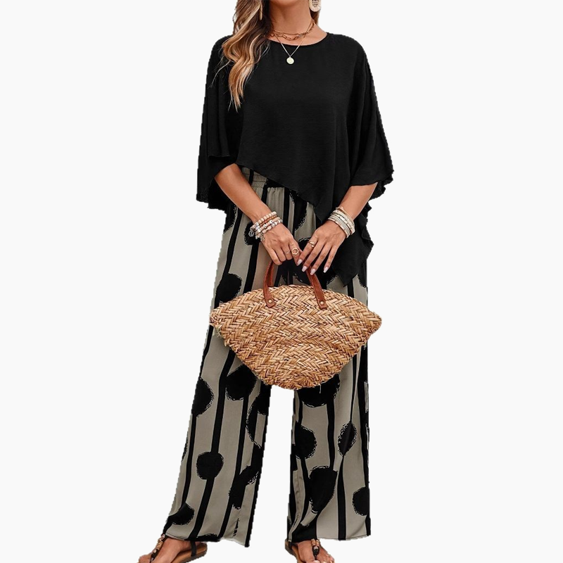 🎁Hot Sale 50% OFF!💐5/8 Sleeves Top & Print Pants Set