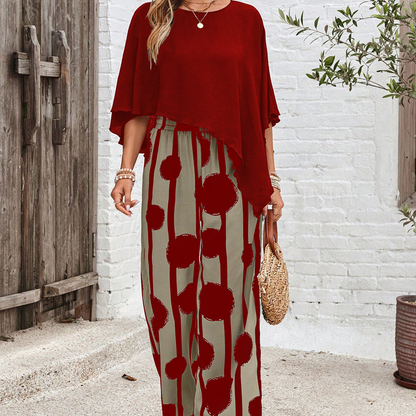 🎁Hot Sale 50% OFF!💐5/8 Sleeves Top & Print Pants Set