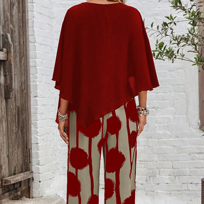 🎁Hot Sale 50% OFF!💐5/8 Sleeves Top & Print Pants Set