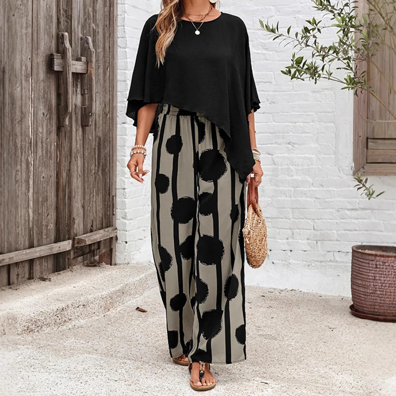 🎁Hot Sale 50% OFF!💐5/8 Sleeves Top & Print Pants Set
