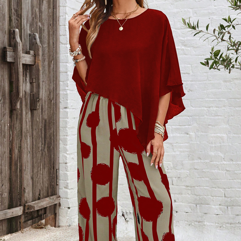 🎁Hot Sale 50% OFF!💐5/8 Sleeves Top & Print Pants Set