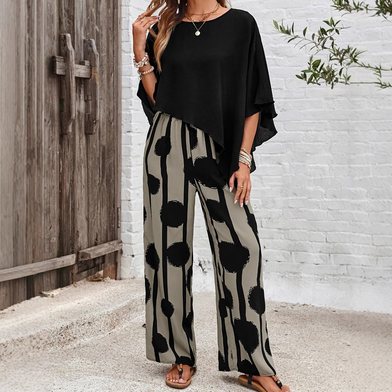 🎁Hot Sale 50% OFF!💐5/8 Sleeves Top & Print Pants Set