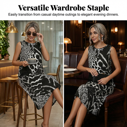 🎁New arrival 50% OFF💥Women's Leopard Print Sleeveless Midi Dress