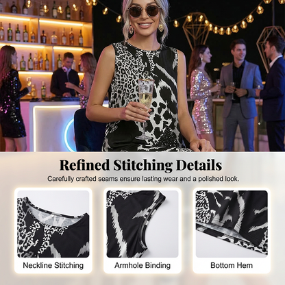 🎁New arrival 50% OFF💥Women's Leopard Print Sleeveless Midi Dress