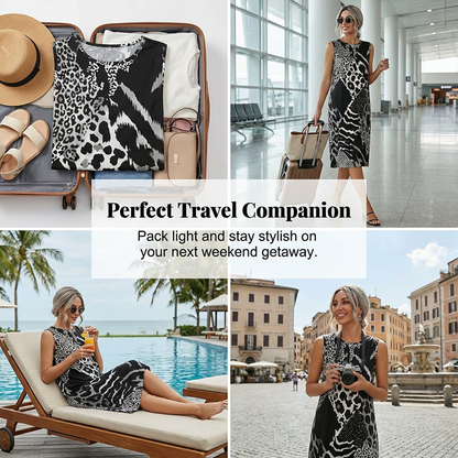 🎁New arrival 50% OFF💥Women's Leopard Print Sleeveless Midi Dress