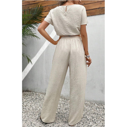 🍃Short Sleeve Top Loose Straight Leg Pants Two Piece Set For Women【S-2XL】