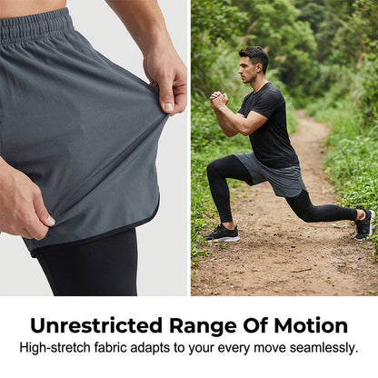 Men's 2-in-1 Running Tights with Shorts