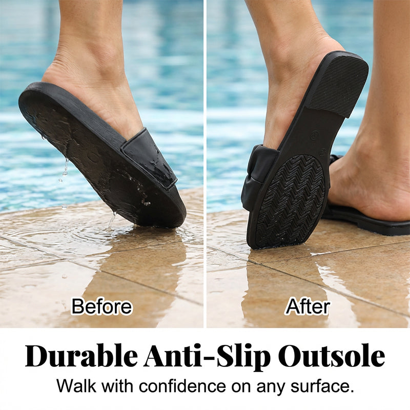 Women's Ruched Square Toe Slides