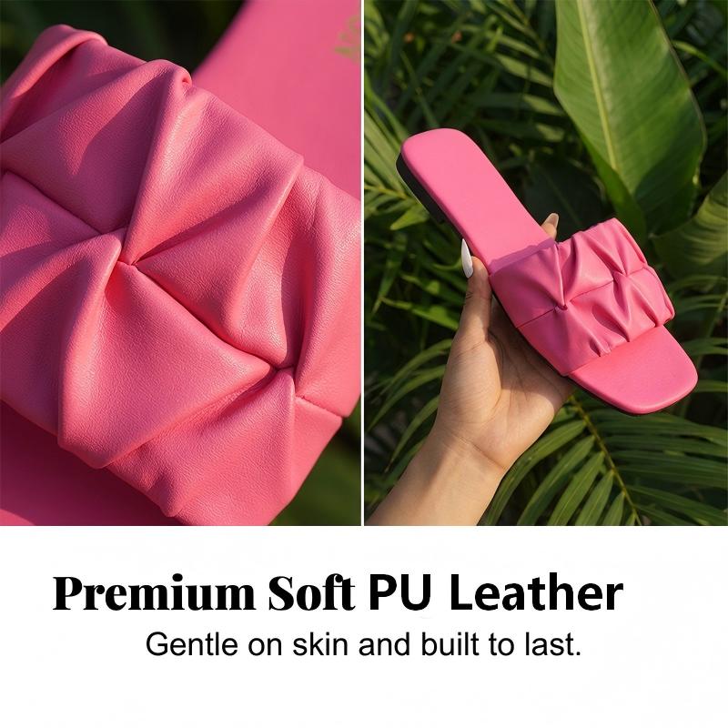 Women's Ruched Square Toe Slides