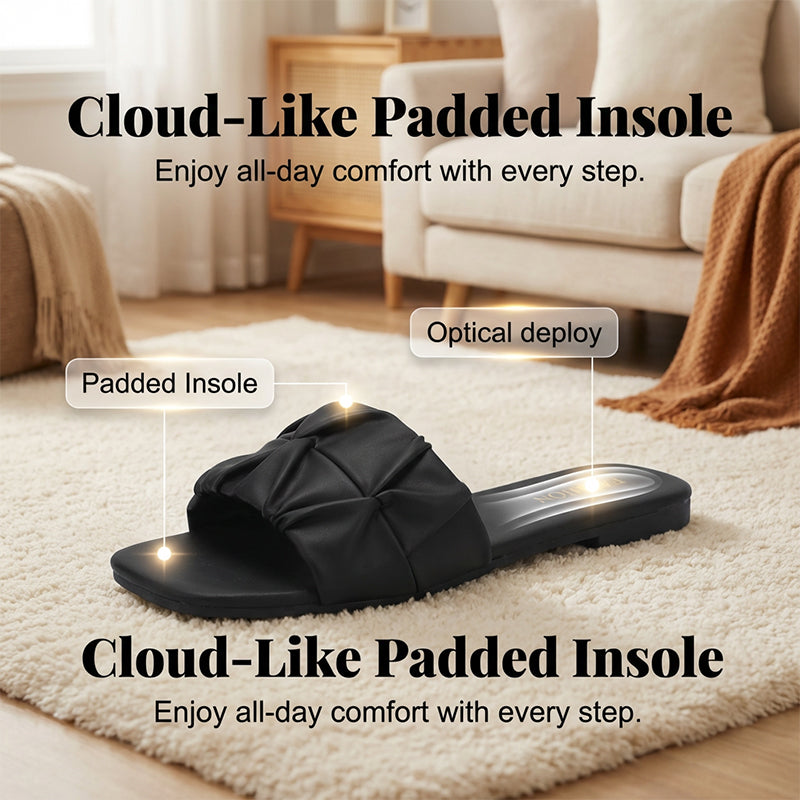 Women's Ruched Square Toe Slides