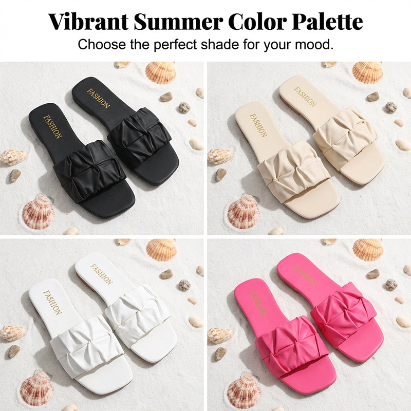 Women's Ruched Square Toe Slides