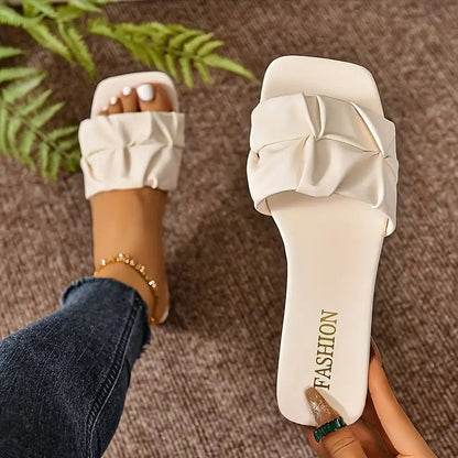 Women's Ruched Square Toe Slides